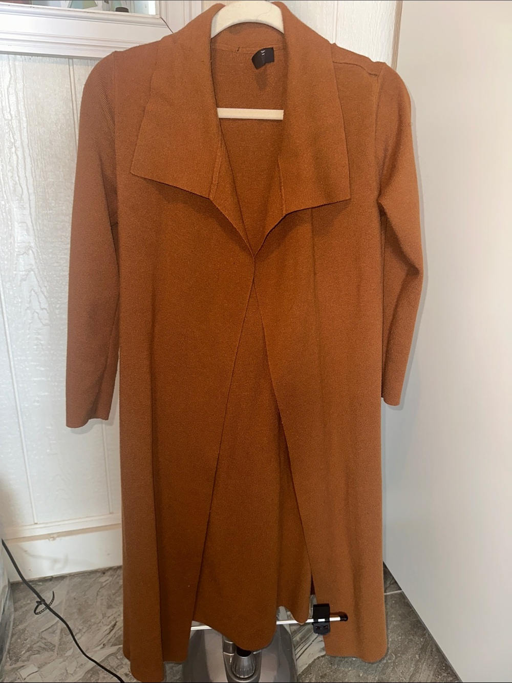 Tahari Open-Front Coatigan in Rust Brown